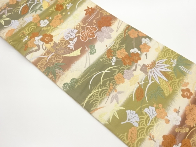 JAPANESE FUKURO OBI / KARA-ORI / WOVEN SHOCHIKUBAI